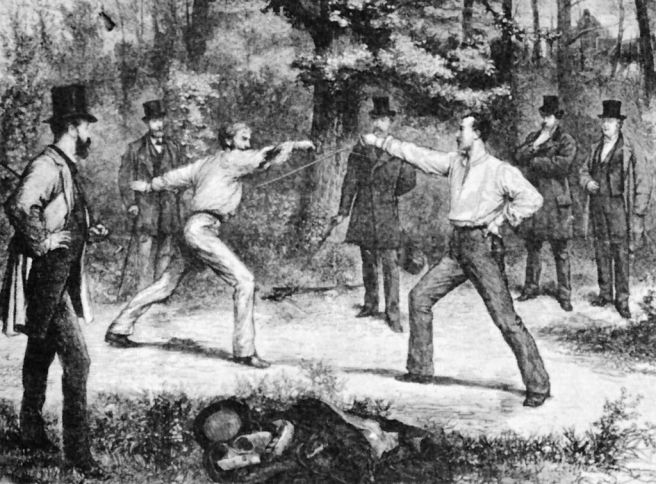 "The Code Of Honor--A Duel In The Bois De Boulogne, Near Paris" by G. Durand